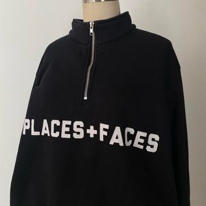 Places + Faces (P+F) quarter zip sweater